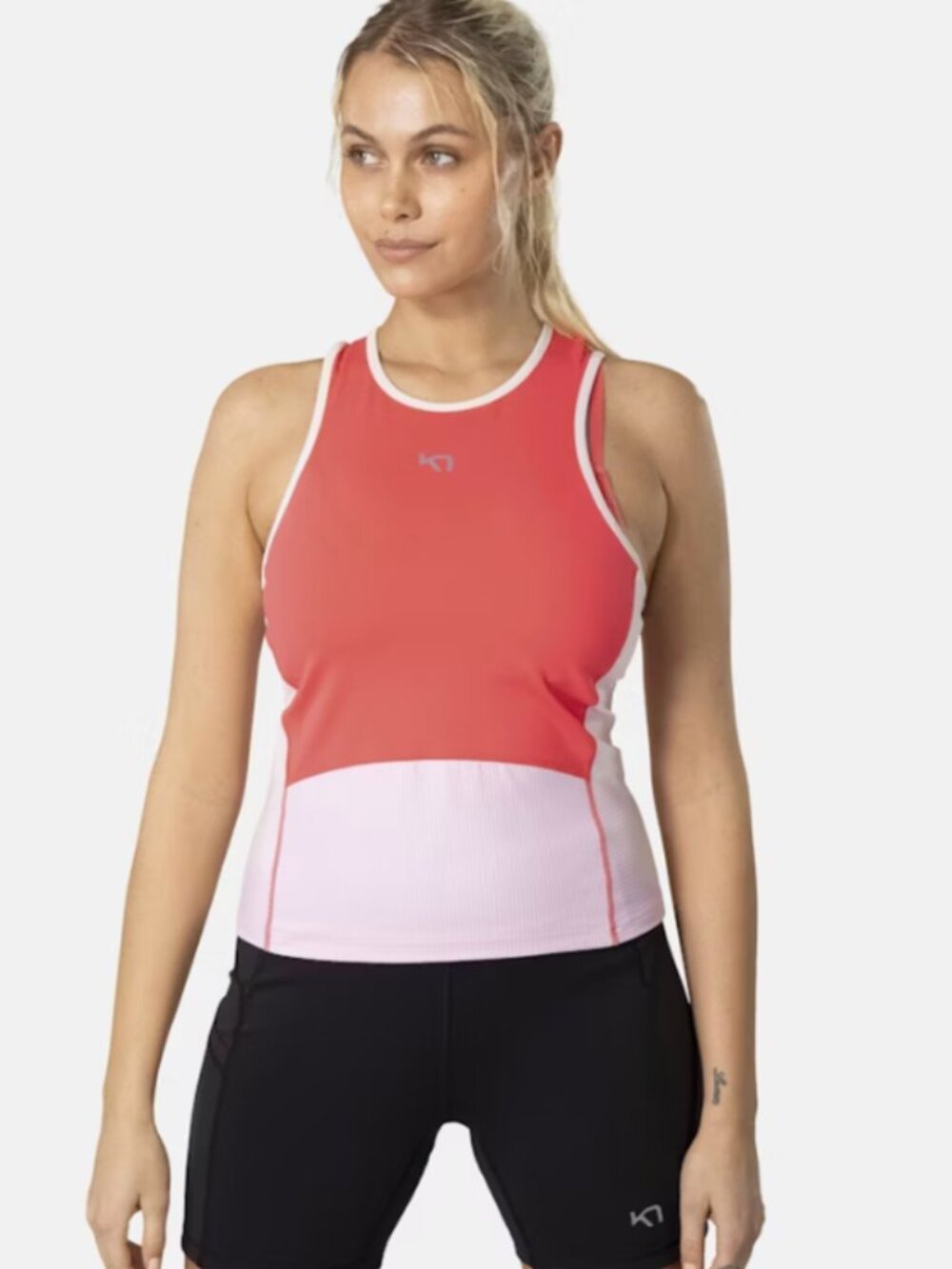 Kari Traa Linnea Top Candy Coral Ribbed Gym Tank Crop Size S